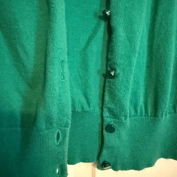 J. Crew The Clare Cardigan Vibrant Green Button-Up 3/4 Sleeves - Picture 3 of 6
